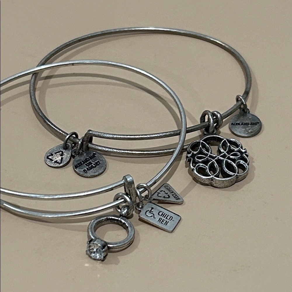 Alex & Ani / Wind & Fire Silver Charm Bangles